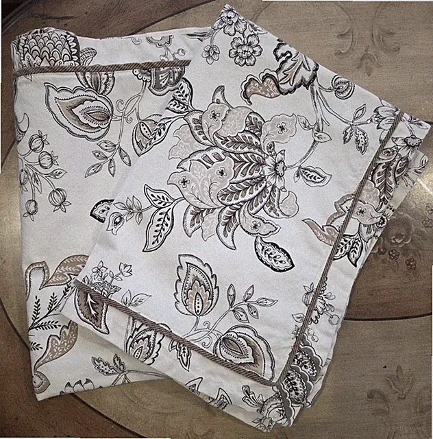 2pc Peacock Alley Pillow Shams Beige Beautiful Florals 100% Cotton
