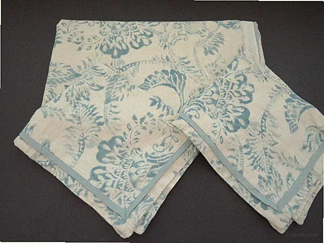 3 Pc Peacock Alley Bedding Set - 2 Standard Shams 1 Bed Scarf Blue Cream Floral