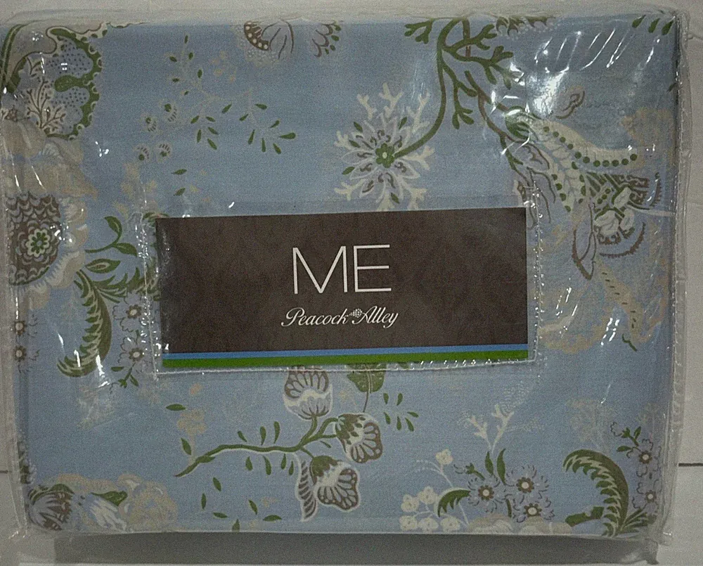 ME Peacock Alley ROSALITA Duvet Cover Sham Set AZURE Blue Ruffled Floral 2P NIP