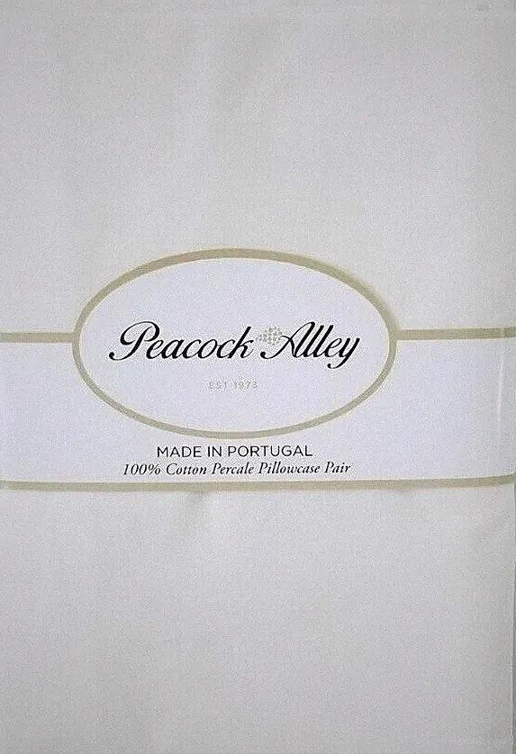 NIP Peacock Alley 100% Cotton Solid White Percale Standard Pillowcases Portugal