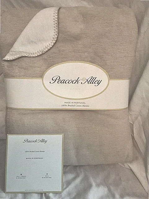 Peacock Alley Brushed Cotton Blanket - Luxury Reversible, Portugal Queen