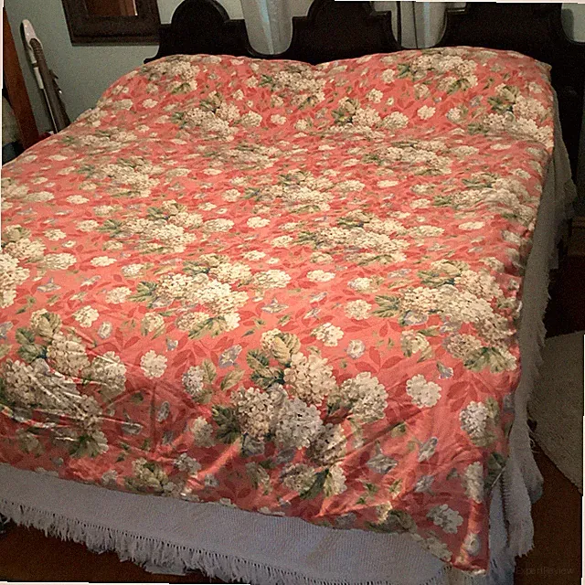 Peacock Alley Coral Hydrangea DUVET COVER & Pillow King W/INSERT 100% Goose Down