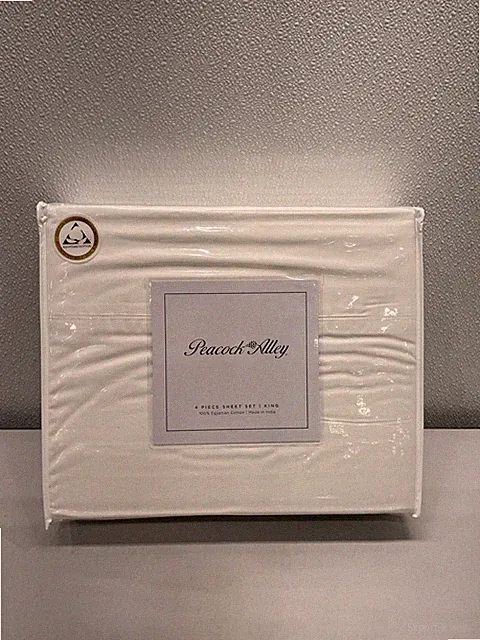 Peacock Alley Emily Egyptian Cotton 4 Piece Sheet Set White King Sealed