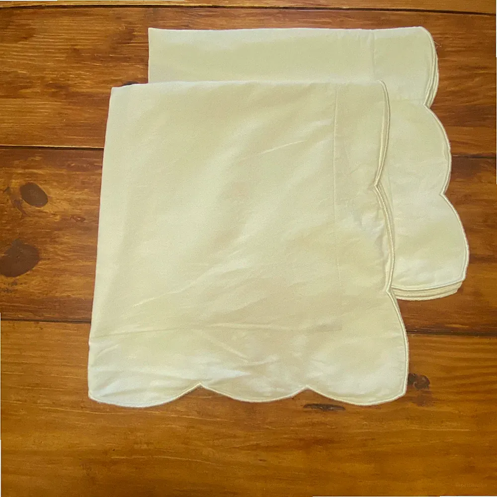 Peacock Alley Euro Size Pillowcases Scalloped Edge White Cotton Set of 2