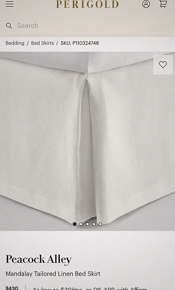 Peacock Alley Mandalay Tailored Linen Bed Skirt King $430 Pearl