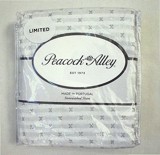 Peacock Alley One Textured Geometric Stonewashed King Pillow Sham Fog NEW