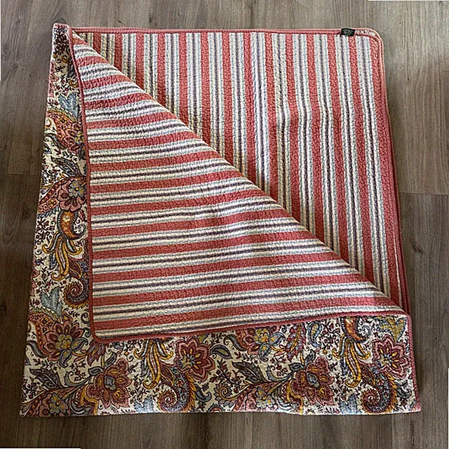 Peacock Alley Paisley Comforter Quilt Bedspread & Pillow Case TWIN Cotton 87”X96