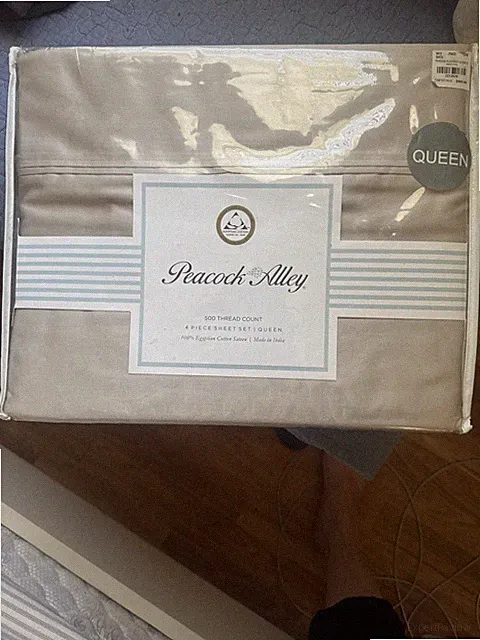 Peacock Alley Queen Luxury Egyptian Cotton Sateen Sheet Set 500TC Beige