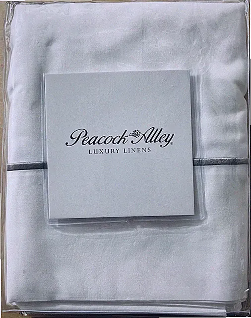 Peacock Alley Soprano White/Platinum Standard Pillowcase Pair 100% cotton