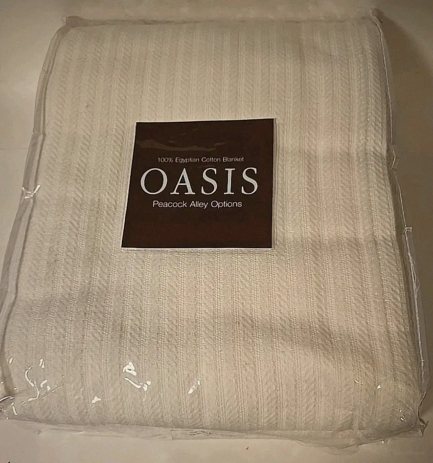 Peacock Alley WHITE Waffle Blanket Oasis King 100% Cotton 108” x 90” NEW