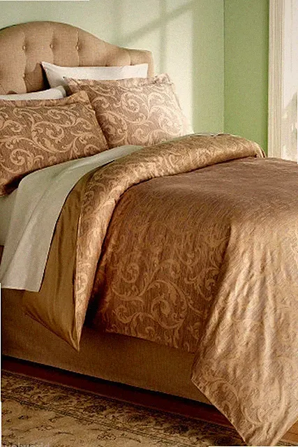 PEACOCK ALLEY YARD SCROLLS 5PC QUEEN DUVET SET TAN/BROWN NIP $1015