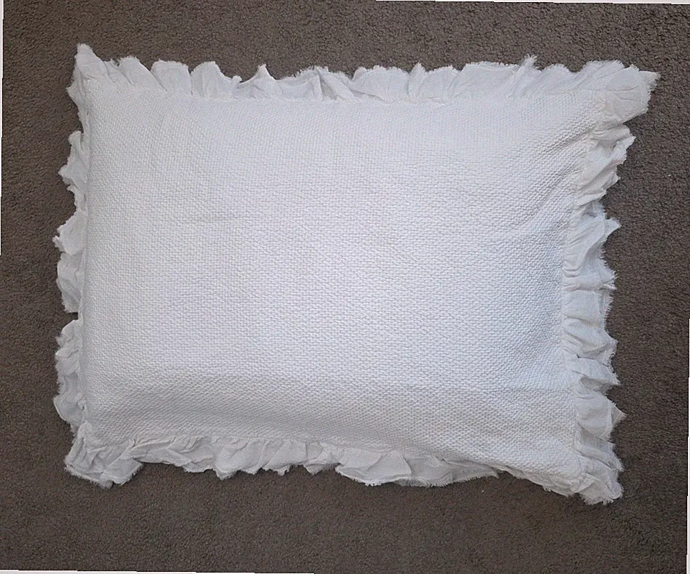 White Pillow Shams Standard Peacock Alley Double Ruffled Edge Set Of 2